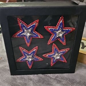 Embellished Star Napkin Rings - Red, Blue & Silver